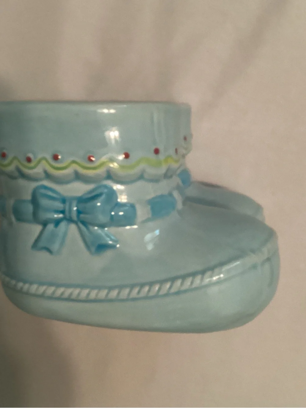 Napco Vintage Blue Booties Ceramic Floral Nursery Gift Planter